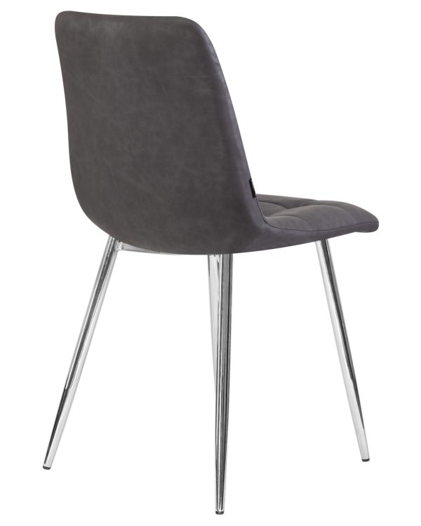 Стул обеденный DOBRIN ALEX, хром ножки, серая антрацитовая винтажная экокожа (RU-08) — изображение 4