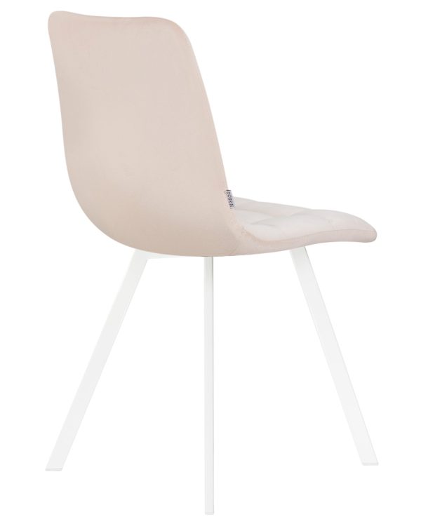 Стул обеденный DOBRIN ALEX SQUARE, белые ножки, кремовый велюр (V108-113) — изображение 4