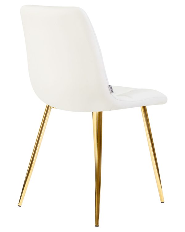 Стул обеденный DOBRIN ALEX, золотые ножки, белая экокожа (P-02) — изображение 4