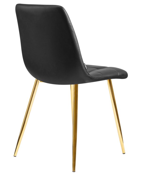Стул обеденный DOBRIN ALEX, золотые ножки, чёрная экокожа (P-01) — изображение 4