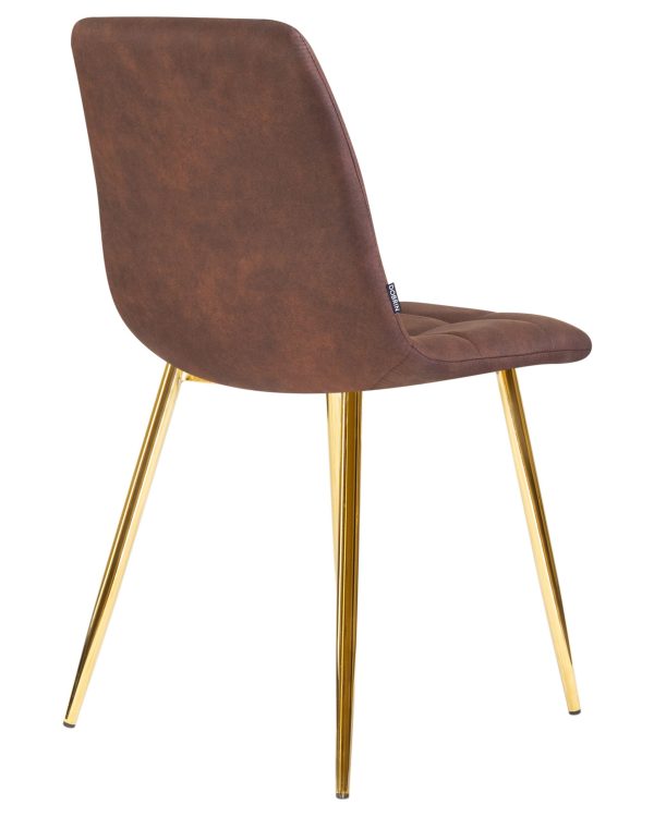Стул обеденный DOBRIN ALEX, золотые ножки, коричневая микрофибра (PK-03) — изображение 4