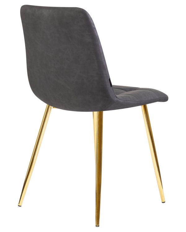 Стул обеденный DOBRIN ALEX, золотые ножки, серая антрацитовая винтажная экокожа (RU-08) — изображение 4