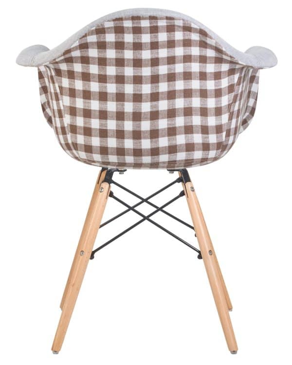 Стул обеденный DOBRIN DAW MONICA, ножки светлый бук, сиденье 009 коричневая клетка, бежевая ткань — изображение 5