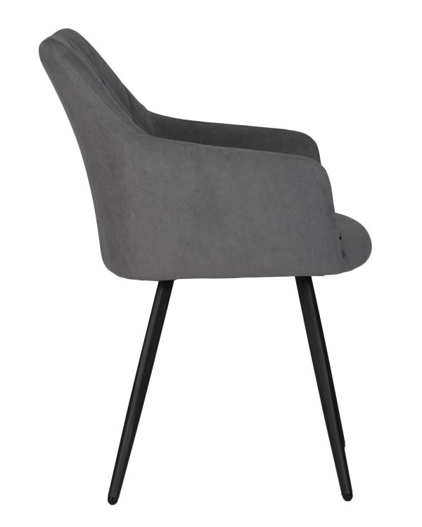 Стул обеденный DOBRIN ROBY, ЭМАЛЬ ЧЕРНЫЙ МУАР велюр Catania Silver — изображение 3