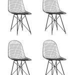 Стул обеденный Eiffel черный с черной подушкой 4 шт