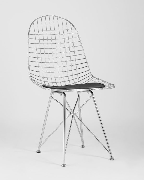 Стул обеденный Eiffel хромированный с черной подушкой — изображение 2