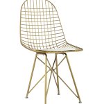 Стул обеденный Eiffel золотой с белой подушкой