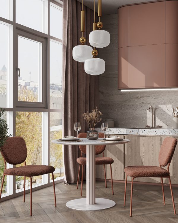 Стул обеденный Gigi коричневый букле розовые ножки — изображение 2