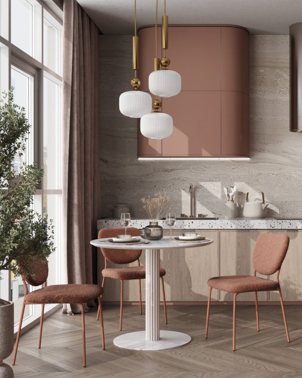 Стул обеденный Gigi коричневый букле розовые ножки — изображение 3