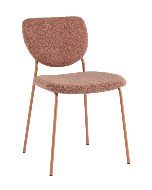 Стул обеденный Gigi коричневый букле розовые ножки