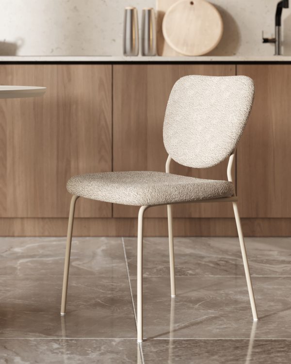 Стул обеденный Gigi серо-бежевый букле кремовые ножки — изображение 2