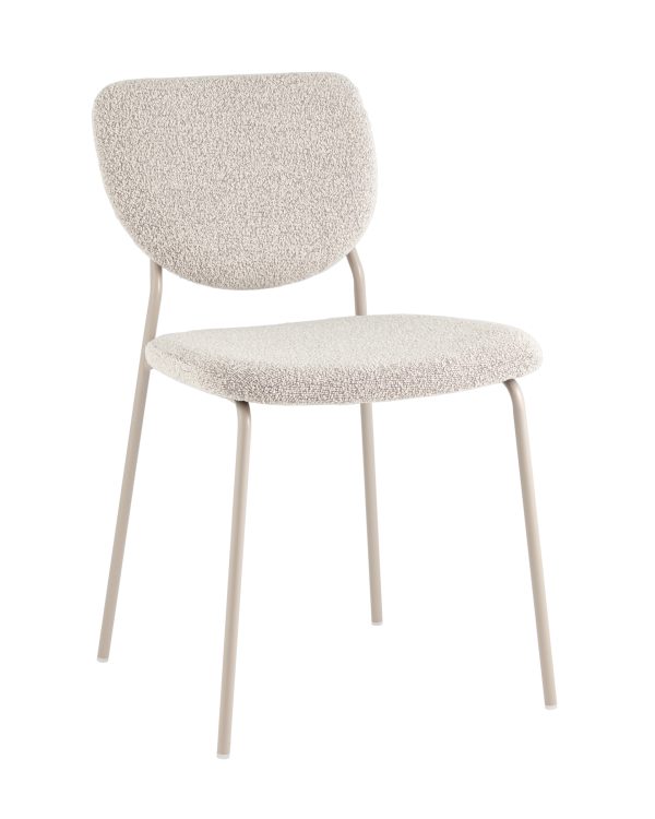 Стул обеденный Gigi серо-бежевый букле кремовые ножки