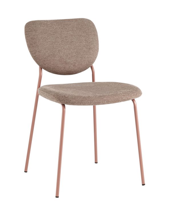 Стул обеденный Gigi шенилл коричневый розовые ножки