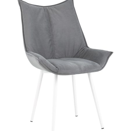 Стул Осло велюр серый белые ножки