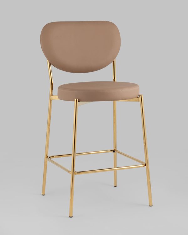 Стул полубарный Барбара NEW экокожа бежевая золотые ножки — изображение 2
