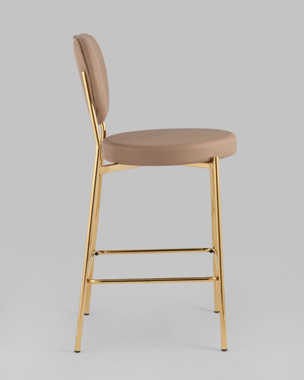 Стул полубарный Барбара NEW экокожа бежевая золотые ножки — изображение 3