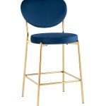 Стул полубарный Барбара велюр королевский синий золотые ножки
