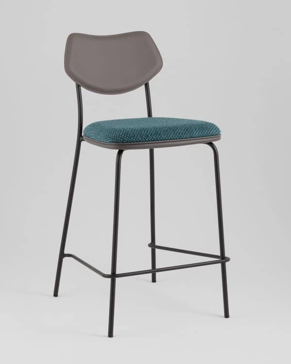 Стул полубарный Casey темно-бирюзовый с серой экокожей — изображение 2