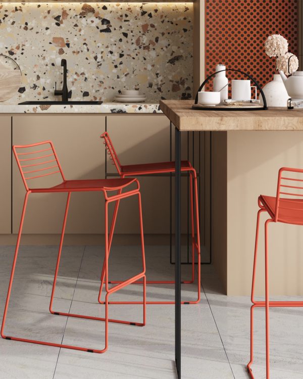 Стул полубарный Danny бордовый с подушкой — изображение 2