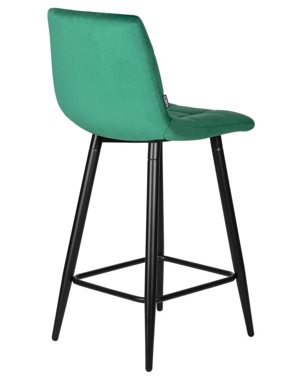 Стул полубарный DOBRIN OLIVIA, черные матовые ножки, зелёный велюр (108-64) — изображение 4