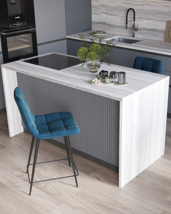 Стул полубарный Джанго велюр синий высота сиденья 60 см — изображение 3