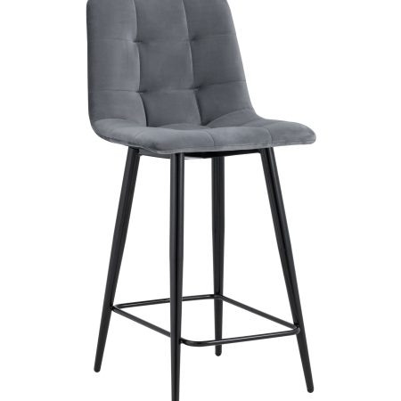 Стул полубарный Джанго велюр тёмно-серый высота сиденья 60 см