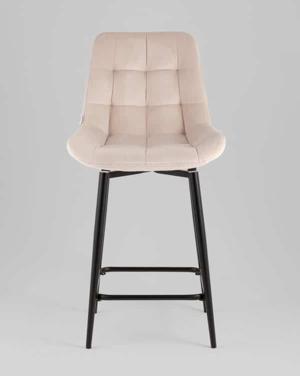 Стул полубарный Флекс с поворотным механизмом велюр бежевый — изображение 3