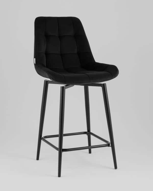 Стул полубарный Флекс с поворотным механизмом  велюр черный — изображение 2