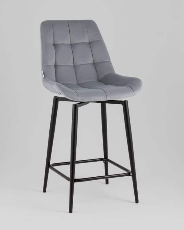 Стул полубарный Флекс с поворотным механизмом велюр велютто серый — изображение 2