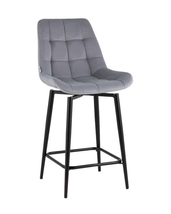 Стул полубарный Флекс с поворотным механизмом велюр велютто серый