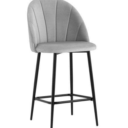 Стул полубарный Логан велюр светло-серый