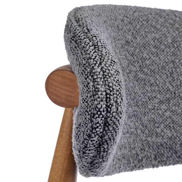 Стул полубарный Lucas тёмно-серый букле, ножки цвета орех — изображение 5