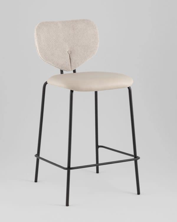 Стул полубарный Masey бежевый с бежевой экокожей — изображение 2