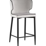 Стул полубарный Матео с кантом велюр светло-серый