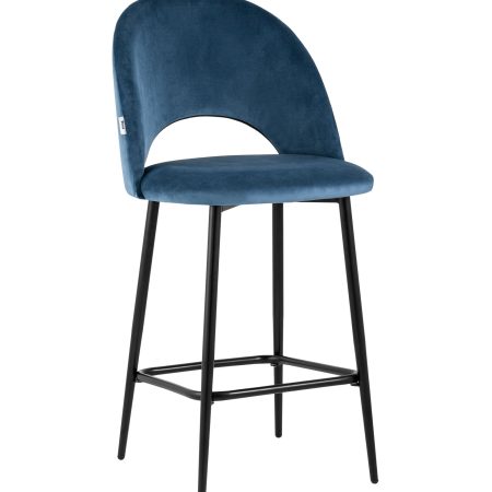 Стул полубарный Меган велюр пыльно-синий