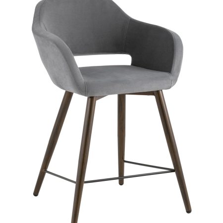 Стул полубарный Саймон велюр тёмно-серый