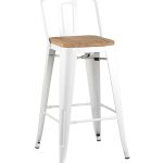Стул полубарный TOLIX WOOD со спинкой белый глянцевый