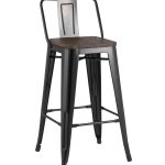 Стул полубарный TOLIX WOOD со спинкой черный глянцевый
