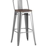Стул полубарный TOLIX WOOD со спинкой серебристый матовый