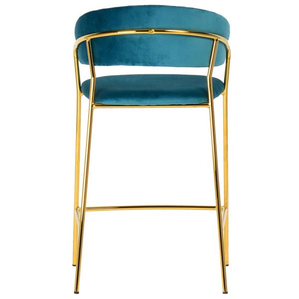 Стул полубарный Turin бирюзовый с золотыми ножками — изображение 4