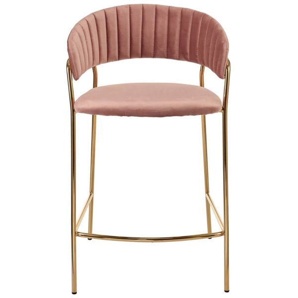 Стул полубарный Turin пудровый с золотыми ножками — изображение 2