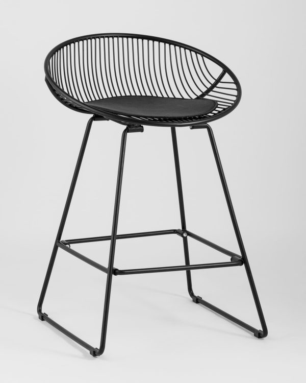 Стул полубарный UFO черный с черной подушкой — изображение 2