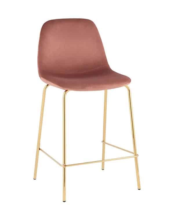 Стул полубарный Валенсия SN велюр розовый золотые ножки 2 шт. — изображение 2