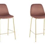 Стул полубарный Валенсия SN велюр розовый золотые ножки 2 шт.