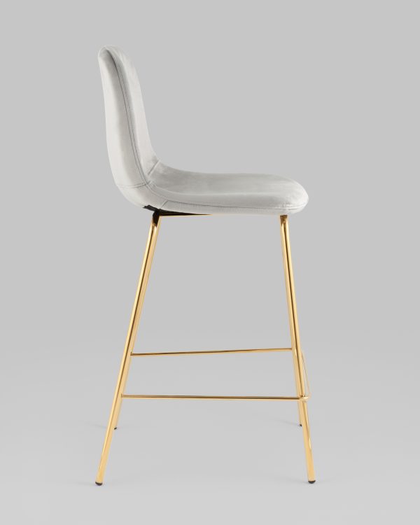 Стул полубарный Валенсия SN велюр серый золотые ножки — изображение 3