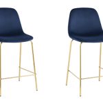 Стул полубарный Валенсия SN велюр синий золотые ножки 2 шт.