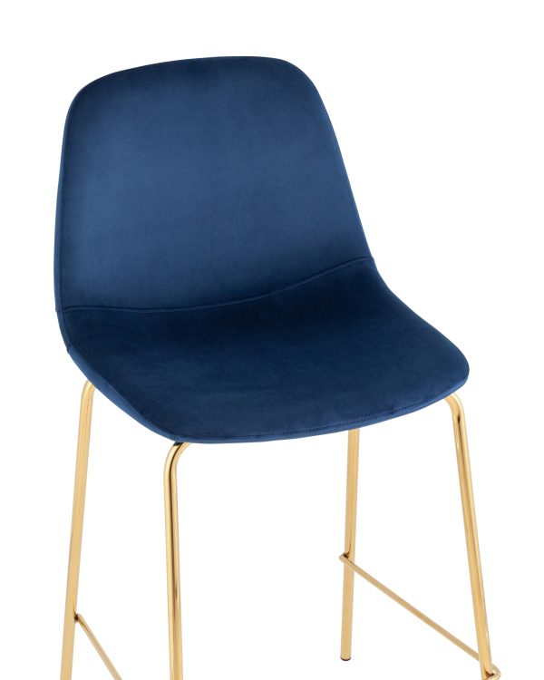 Стул полубарный Валенсия SN велюр синий золотые ножки 2 шт. — изображение 3