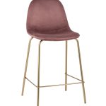 Стул полубарный Валенсия велюр розовый золотые ножки