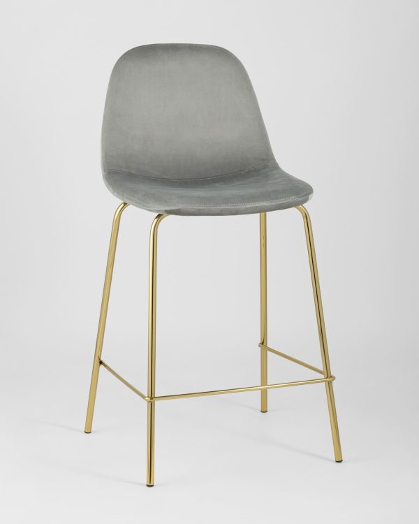 Стул полубарный Валенсия велюр серый золотые ножки — изображение 2