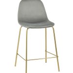 Стул полубарный Валенсия велюр серый золотые ножки